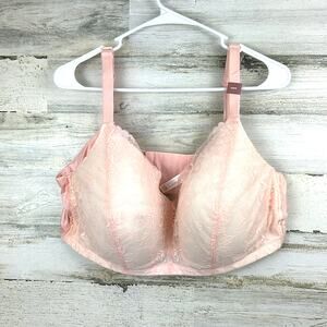 Cacique Womens 44DD Pink Lace Mastectomy Balconette Bra No Underwire NWT